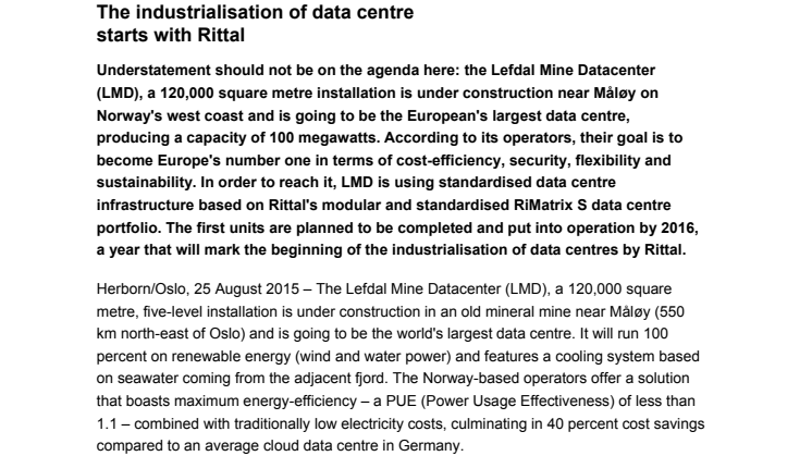 The industrialisation of data centre  starts with Rittal