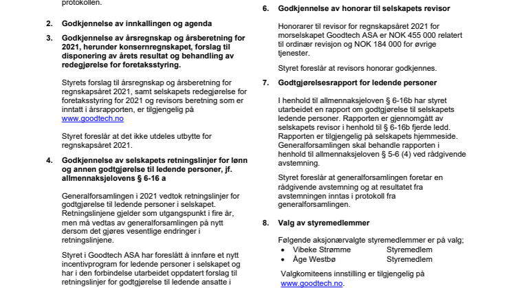 Innkalling til ordinær generalforsamling 2022