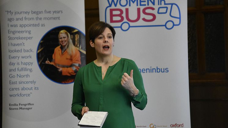 Katy Taylor, Go-Ahead’s commercial and customer director, speaking at the 'Women in Bus' event in Newcastle