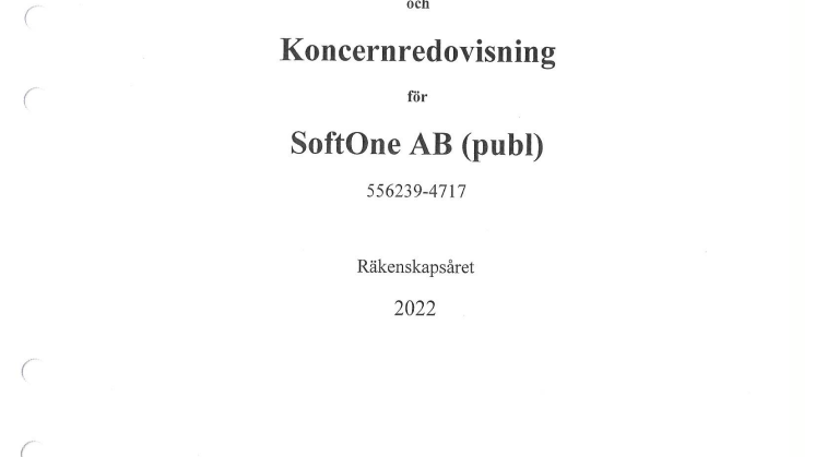 SoftOne Årsredovisning 2022