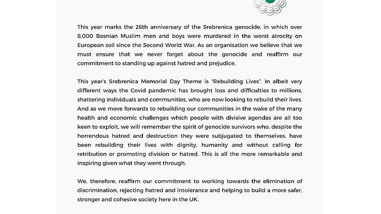Remembering Srebrenica – Rebuilding Lives