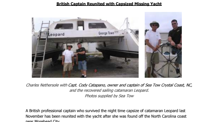 ACR Electronics: British Captain Reunited with Capsized Missing Yacht