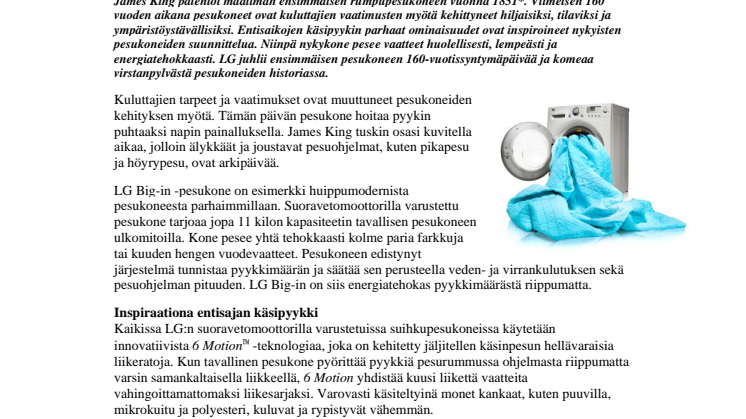Käsipyykistä höyrypesuun: Nykyaikainen pesukone täyttää 160 vuotta