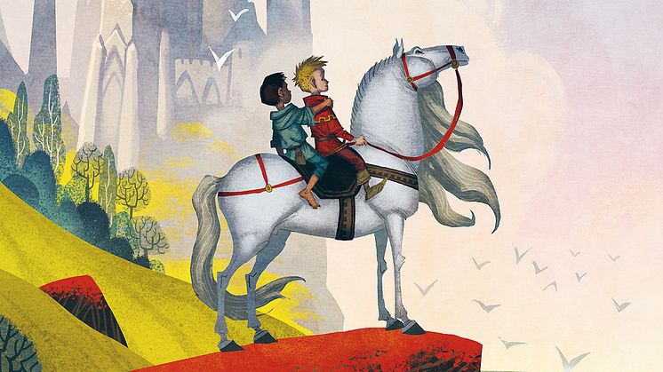 Her ser vi Bo Vilhelm Olssons, alias Bosse, alias Mio - og Jum-Jum. Sammen skal de bekjempe den onde ridder Kato. Ill. Johan Egerkrans