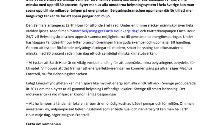 En timme Earth Hour räcker inte