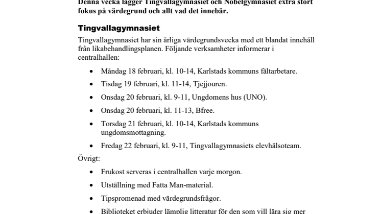 Pressinbjudan: Värdegrund i fokus på gymnasieskolorna
