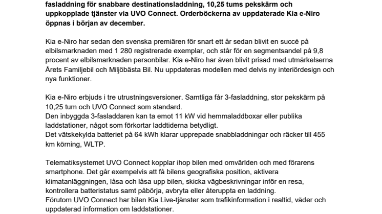 ​Nu lanseras uppgraderade Kia e-Niro