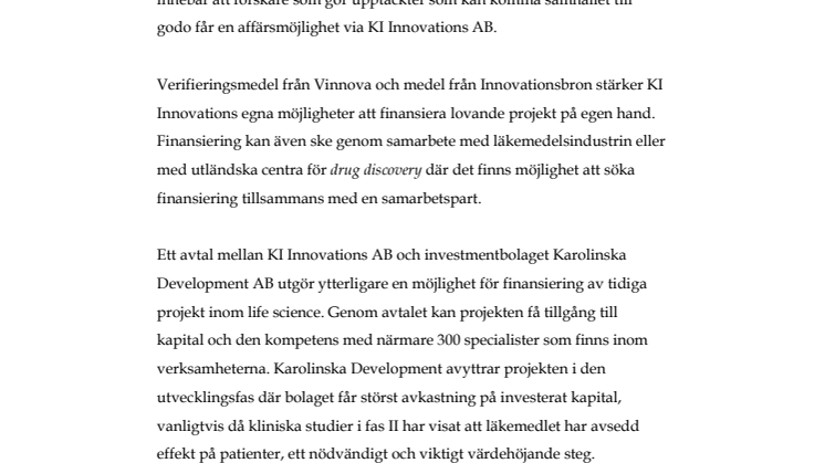 Finansiering av tidiga upptäckter inom life science