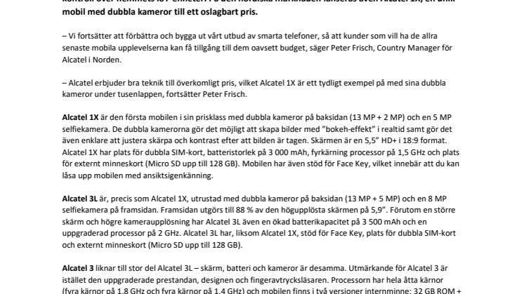 Alcatel lanserar flera prisvärda mobiltelefoner