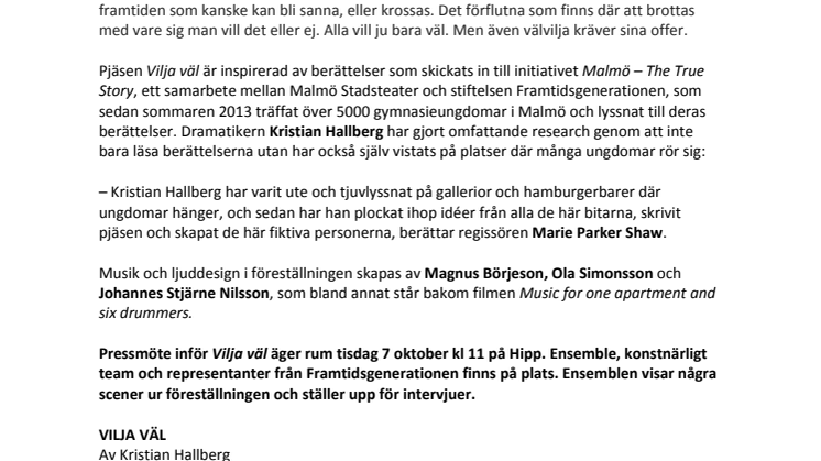 Inbjudan till pressmöte för VILJA VÄL