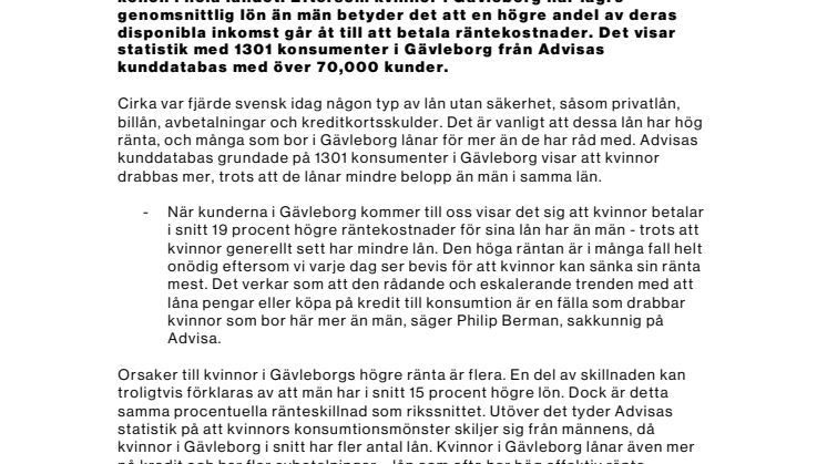 Konsumtionshets ger höga räntor – kvinnor i Gävleborg mest drabbade i landet