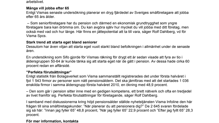 Mer än var fjärde småföretagare tänker jobba efter 65