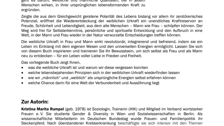 Waschzettel Die Kraft des Weiblichen