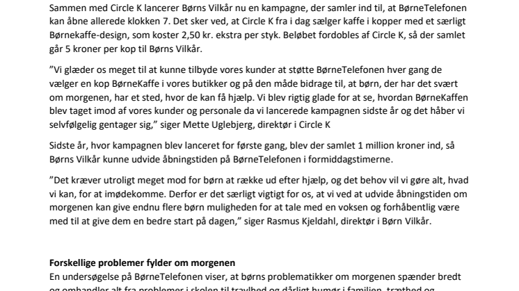 Børns Vilkår og Circle K går sammen om at udvide åbningstiden på BørneTelefonen