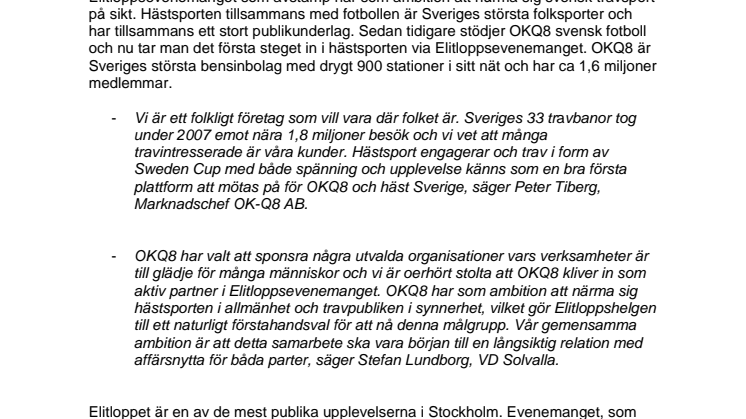 OKQ8 – huvudsponsor till Sweden Cup