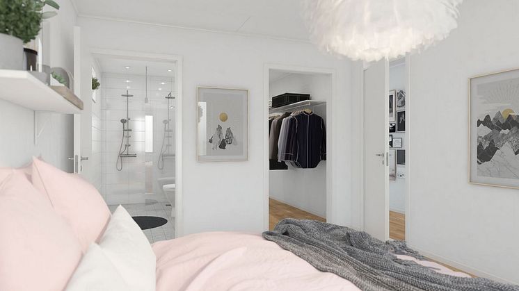 Kv Pärlbandet - 3D-bild av sovrum 2-planshus 147 kvm