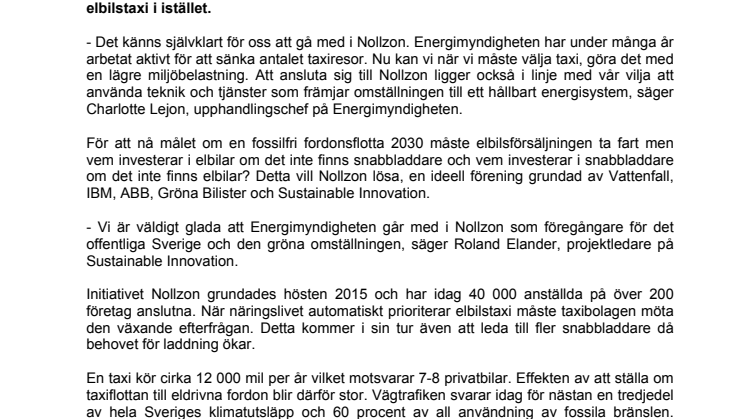 Energimyndigheten efterfrågar elbilstaxi för grön omställning