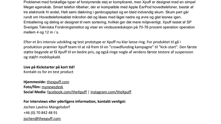 Den svenske oppfinnelsen «Xpuff» vasker dine samtaler for lydforurensinger
