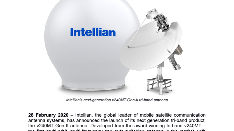 Intellian sets new standards for satellite terminals with v240MT Gen-II launch