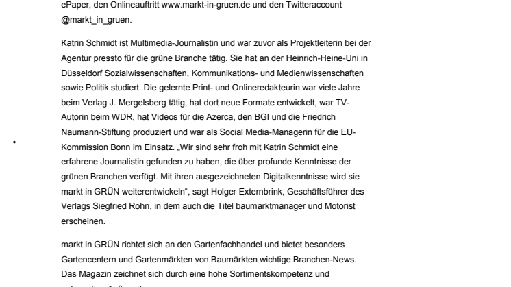 markt in GRÜN mit neuer Chefredakteurin