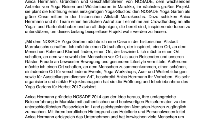 NOSADE startet weltweit erstes Yoga-Garten-Projekt in der Medina Marrakeschs