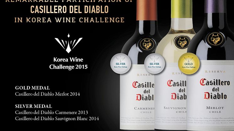 Guld och silver till Casillero del Diablo i Korea Wine Challenge