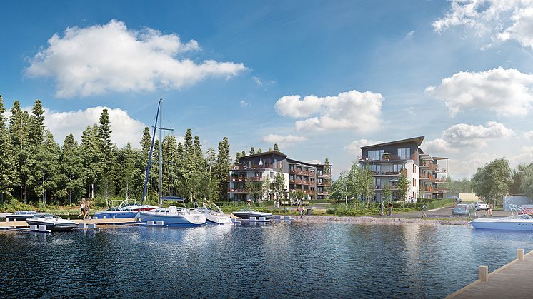 3D-bild på de planerade bostadsrätterna.