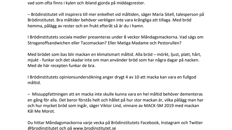 Måndagsmackan – helt fri från timjankvistar och krångel