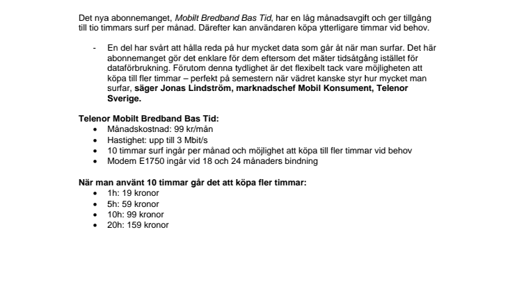 Surfa på tid med Telenors nya mobila bredband