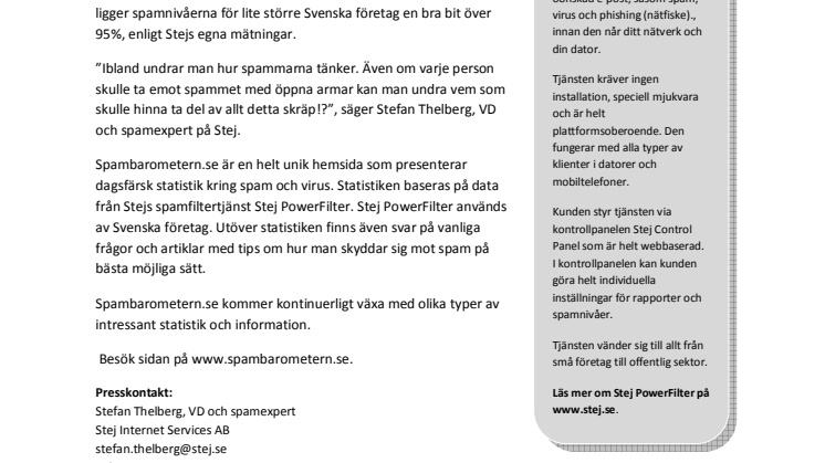 Stej och IDG lanserar Spambarometern.se