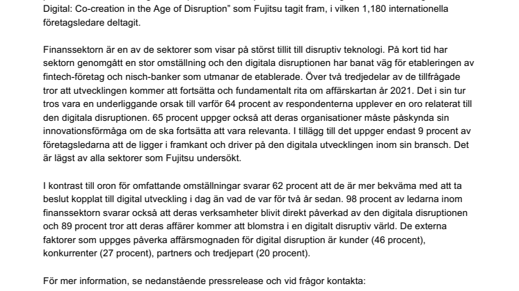 Digital disruption skapar oro i finanssektorn    