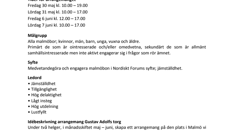 "Jämstället" - en installation och mötesplats under Nordiskt forum 2014