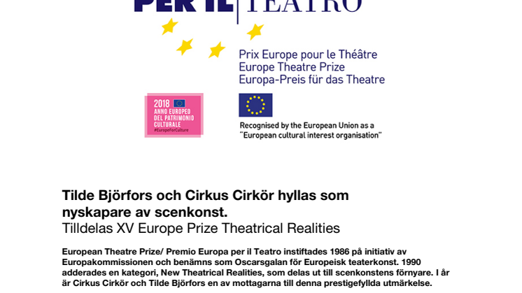 Tilde Björfors och Cirkus Cirkör hyllas som  nyskapare av scenkonst