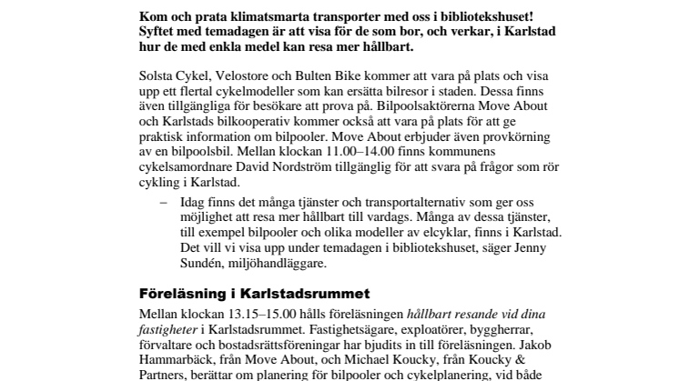 Pressinbjudan: Hållbara resor i staden - en temadag om mobilitet!