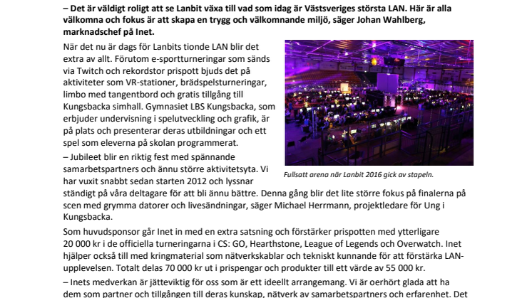 Rekordstor prispott när Inet sponsrar Lanbit, Västsveriges största LAN