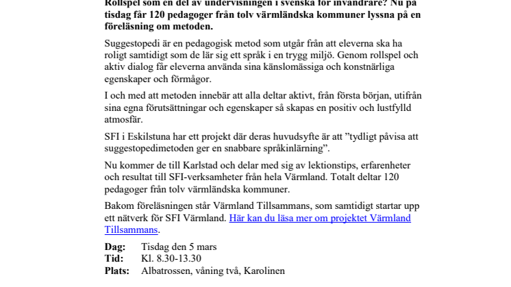 Pressinbjudan: Snabbare språkinlärning genom rollspel? 