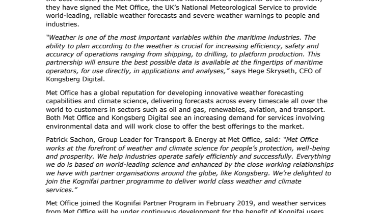 Met Office joins Kognifai Partner Program to offer weather and ocean data on Kognifai 