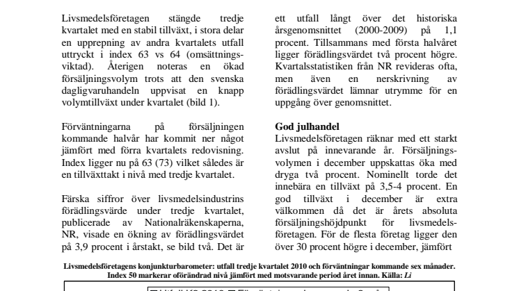 Livsmedelsproducenterna räknar med ökad julförsäljning 