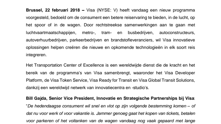 Vlot van A naar B: Visa lanceert programma  om reiservaring van consumenten te verbeteren