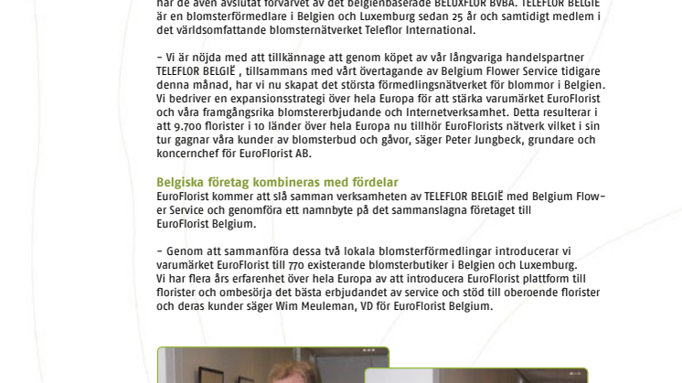 EuroFlorist expanderar till Belgien och Luxemburg
