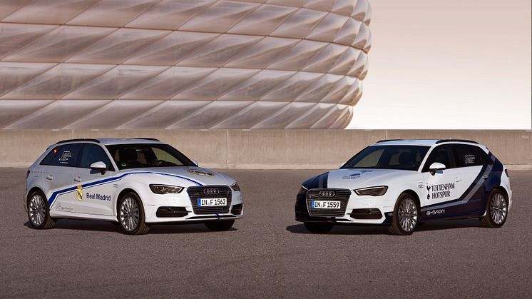 Audi A3 Sportback e-tron cars to advertise the Audi Cup - Real Madrid and Tottenham