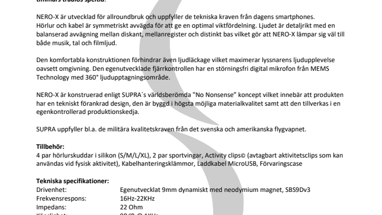 SUPRA NERO-X – Trådlösa sporthörlurar i flygplanskomposit