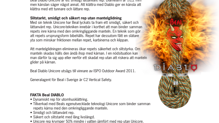 Beal Diablo – första dynamiska repet med Unicore-teknik