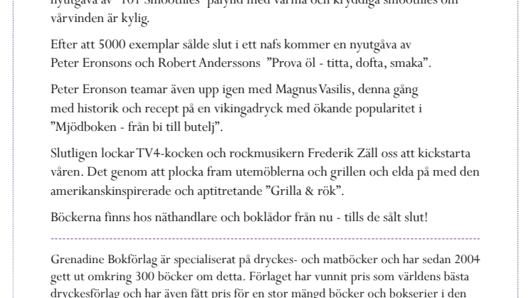 Vårnyheter från Grenadine Bokförlag