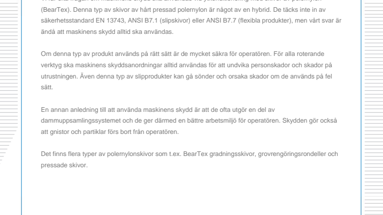 Behövs maskinens skydd vid ytkonditionering?