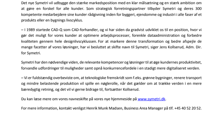 Navneskift: CAD-Q er nu Symetri