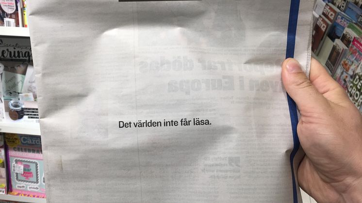 ​Tomma artiklar i Expressen under Pressfrihetens dag.