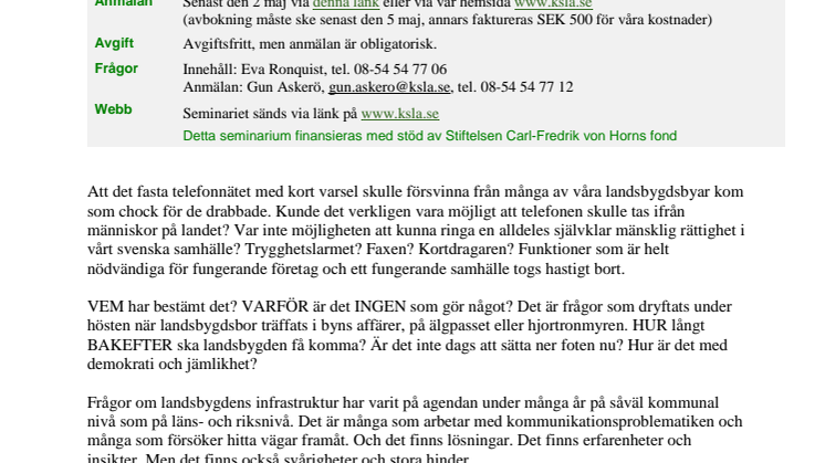 Ska landsbygden kunna kommunicera?