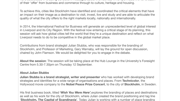 City Branding Event in Liverpool Looks to Stockholm