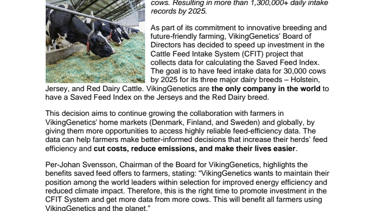 Accelerating investment for improved feed efficiency technology
